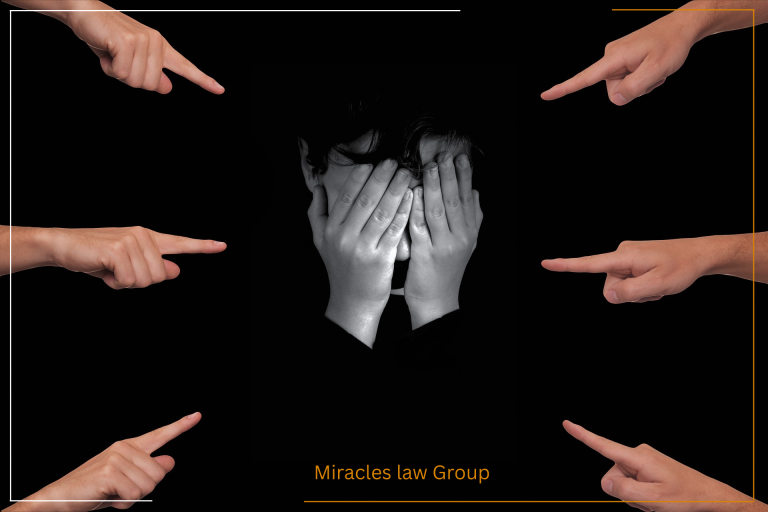 Miracles Law Group Brand Boarder Combines brand name, location, and keywords like "criminal defense attorneys" and "co-accused statement experts" for image search optimization.