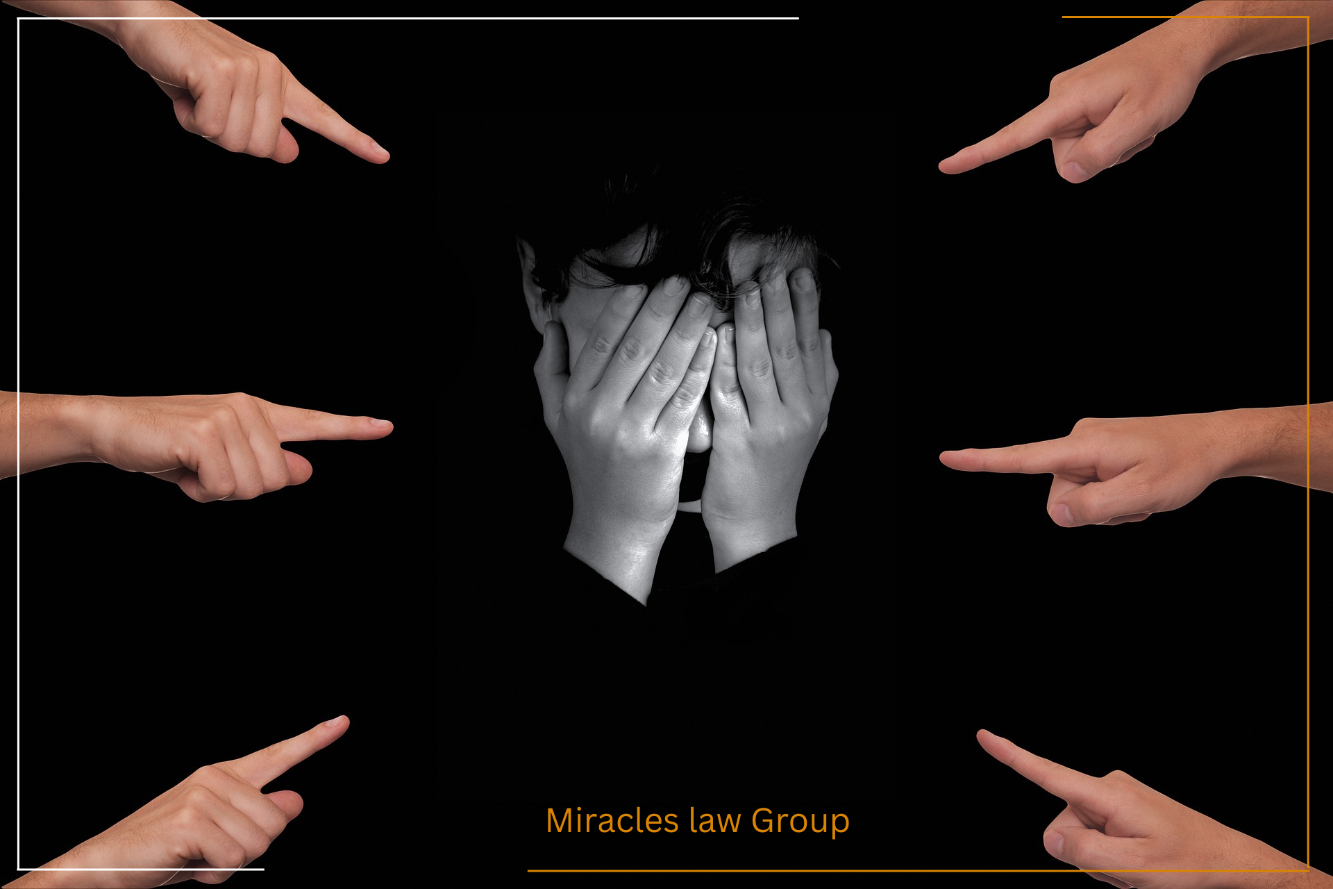 Miracles Law Group Brand Boarder Combines brand name, location, and keywords like "criminal defense attorneys" and "co-accused statement experts" for image search optimization.